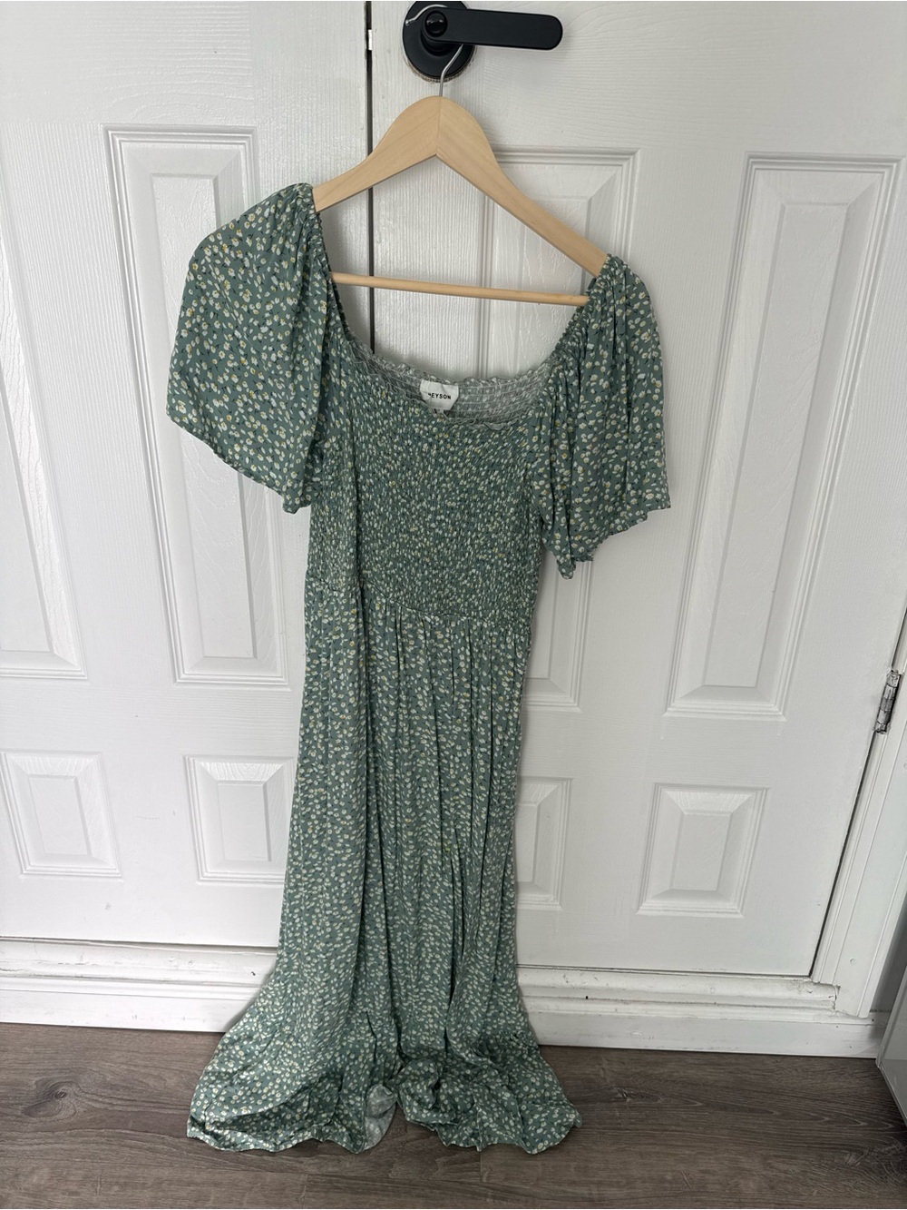 Green Floral Smocked Midi Dress - Women